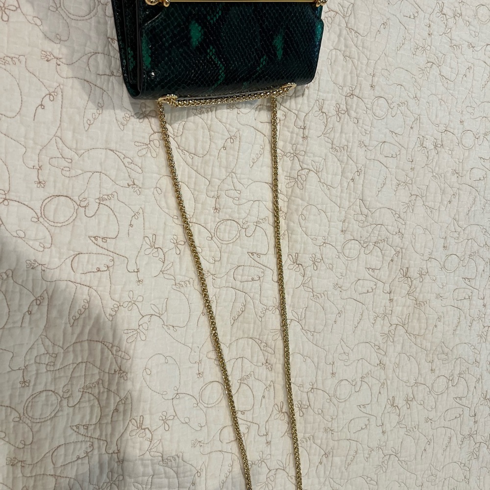 Strathberry Green Snake-Embossed Leather Crossbody with Gold Hardware - Picture 3 of 6